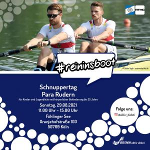 Einladung zum Schnupperrudern am 29.08.2021 in Köln