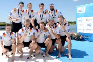 Deutschlandachter, Weltcupsieg 2017 in Poznan, Polen, Foto: DRV/Seyb